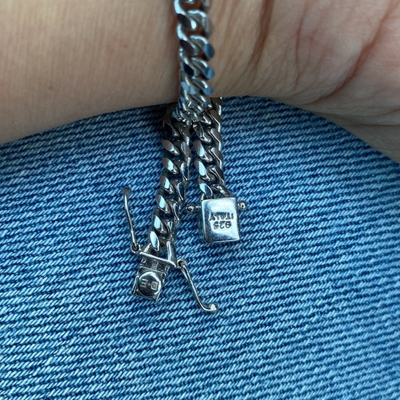 5mm Sterling Silver men’s Cuban Chain Bracelet 8.5” inches Rhodium plated - Picture 3 of 5